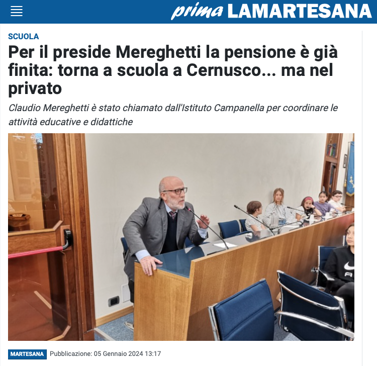 preside mereghetti istituto campanella Cernusco sul naviglio